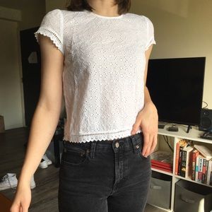 White lacy cap sleeve blouse